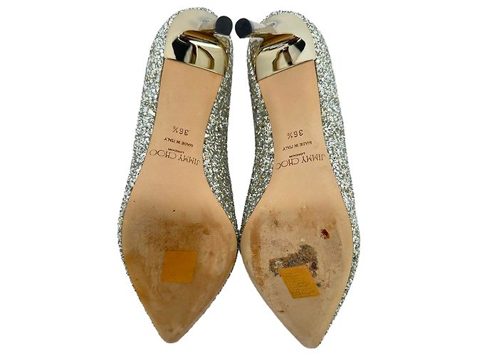 Décolleté Jimmy Choo Romy 85 Glitter in pelle argento - vista 8