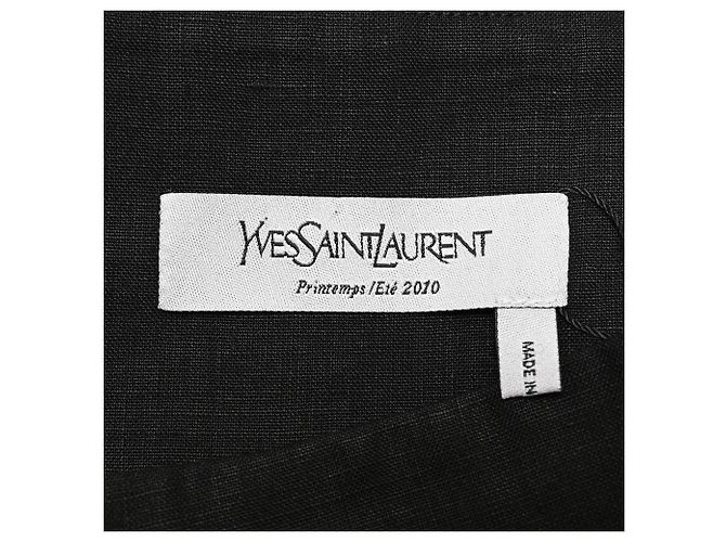 Falda longitud rodilla Yves Saint Laurent en lino negro - vista 4