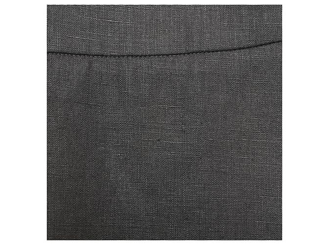 Falda longitud rodilla Yves Saint Laurent en lino negro - vista 7