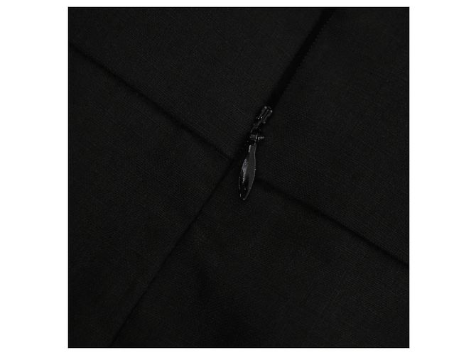 Falda longitud rodilla Yves Saint Laurent en lino negro - vista 8