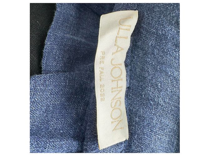 Ulla Johnson Drawstring Shorts in Navy Blue Linen - view 2