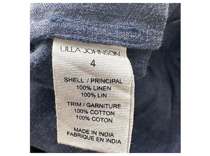 Ulla Johnson Drawstring Shorts in Navy Blue Linen - view 4
