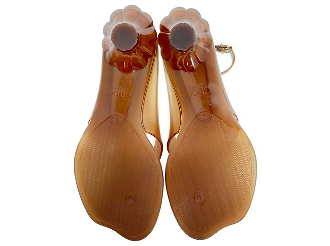 Sandali thong con cinturino alla caviglia Chloé in gomma marrone - vista 14