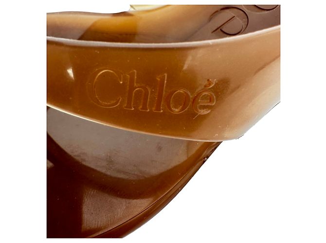 Sandali thong con cinturino alla caviglia Chloé in gomma marrone - vista 9