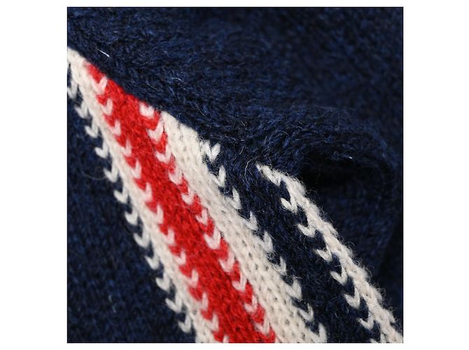 Sweatshirt à rayures Thom Browne en laine bleu marine - vue 9