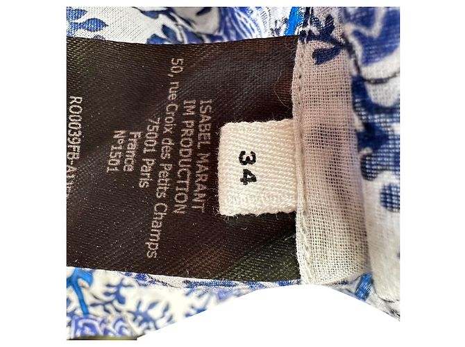 Mini abito Isabel Marant Etoile stampato prezzemolo in cotone blu - vista 7