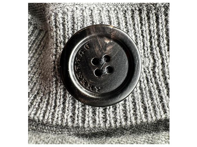 Burberry Vintage Check Cardigan mit Ellenbogen-Patches aus grauer Merinowolle - Ansicht 5