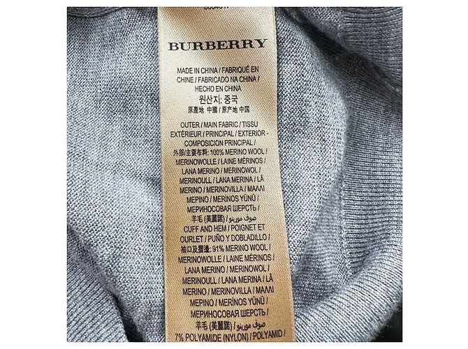 Burberry Vintage Check Cardigan mit Ellenbogen-Patches aus grauer Merinowolle - Ansicht 6