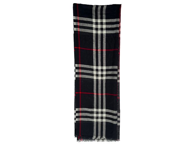 Sciarpa in lana multicolore Burberry con motivo a quadri e frange - vista 2