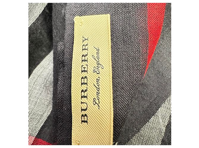 Sciarpa in lana multicolore Burberry con motivo a quadri e frange - vista 3