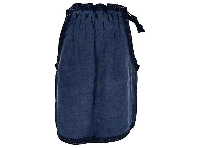 Top Halterneck Ulla Johnson in lino blu navy - vista 3