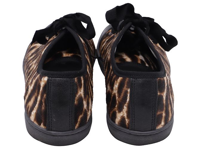 Sneaker basse Lanvin con stampa leopardata in pony hair marrone - vista 5