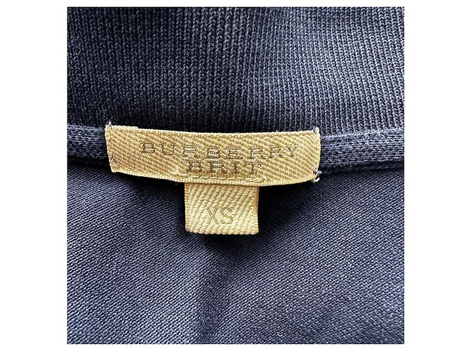 Polo Burberry Brit con scollo a V in cotone blu navy - vista 4