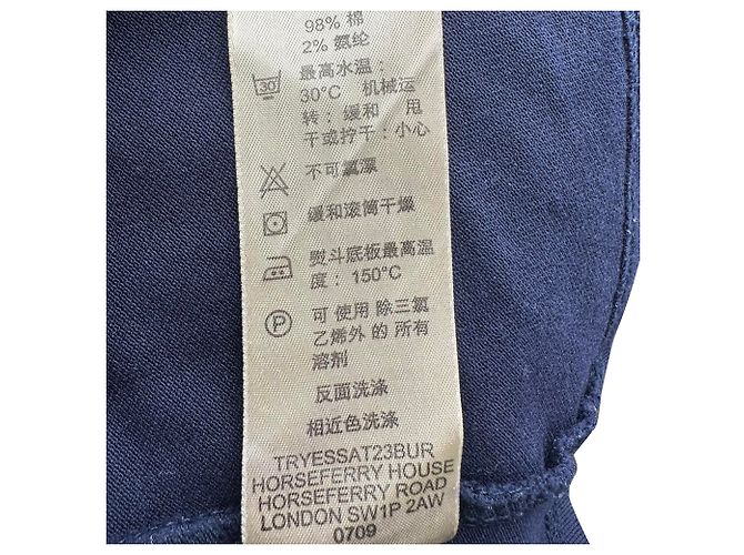 Polo Burberry Brit con scollo a V in cotone blu navy - vista 5