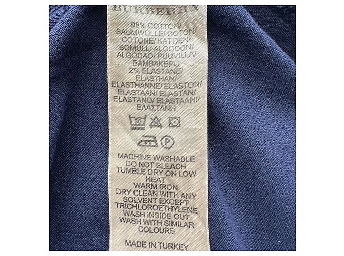 Polo Burberry Brit con scollo a V in cotone blu navy - vista 6