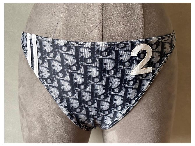 Christian Dior Oblique Monogramm Bikini-Set Weiß Dunkelblau - Ansicht 3
