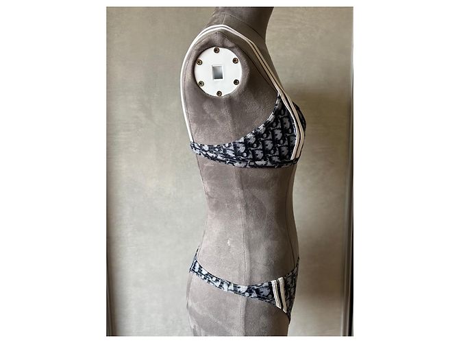 Christian Dior Oblique Monogramm Bikini-Set Weiß Dunkelblau - Ansicht 4