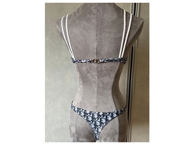 Christian Dior Oblique Monogramm Bikini-Set Weiß Dunkelblau - Ansicht 5