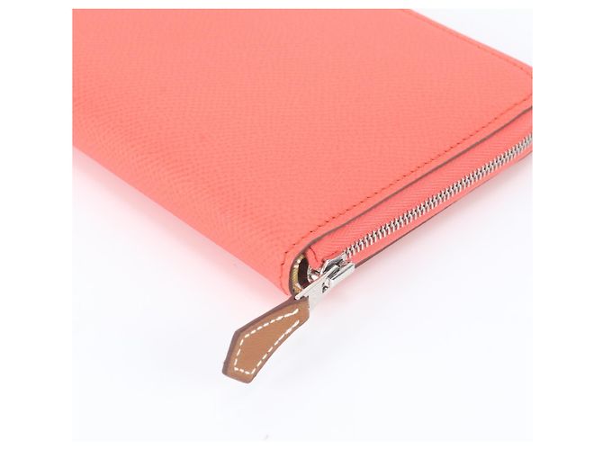 Hermès Portafoglio Hermes Azap Long in seta e pelle Rosa - vista 4