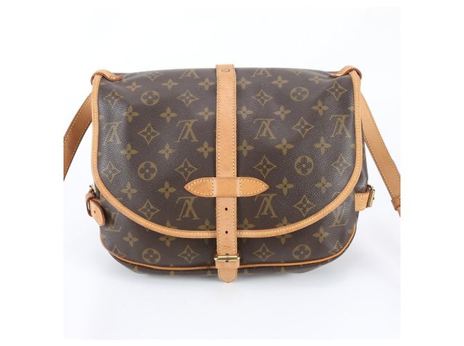 Borsa a tracolla Louis Vuitton Monogram Saumur 30 in pelle Marrone - vista 3