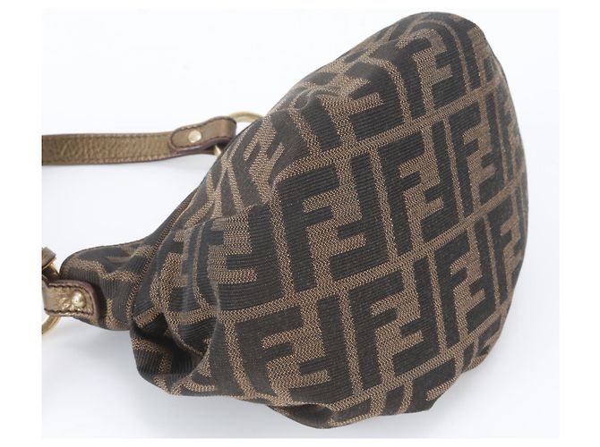Borsa a mano Fendi Zucca 8BK044 in pelle e canvas Marrone - vista 4