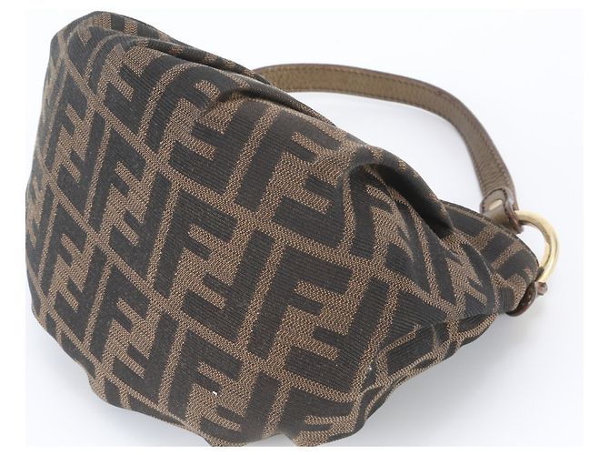 Borsa a mano Fendi Zucca 8BK044 in pelle e canvas Marrone - vista 5