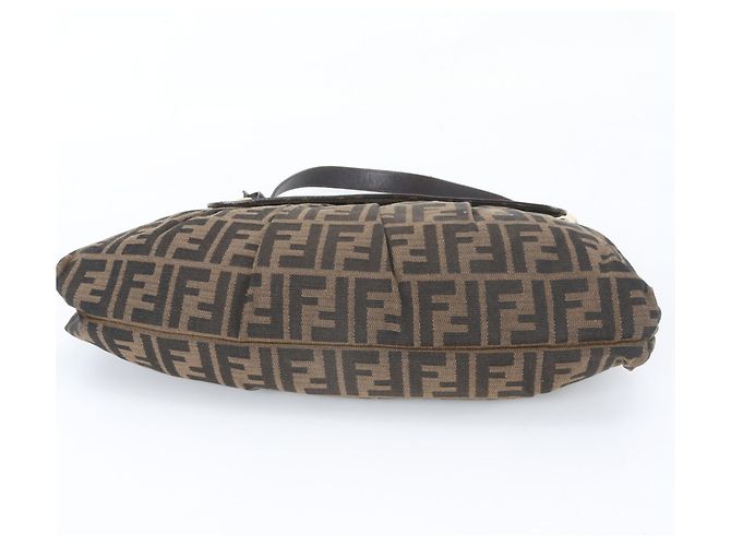 Borsa a tracolla Fendi Zucca in pelle e canvas Marrone - vista 6