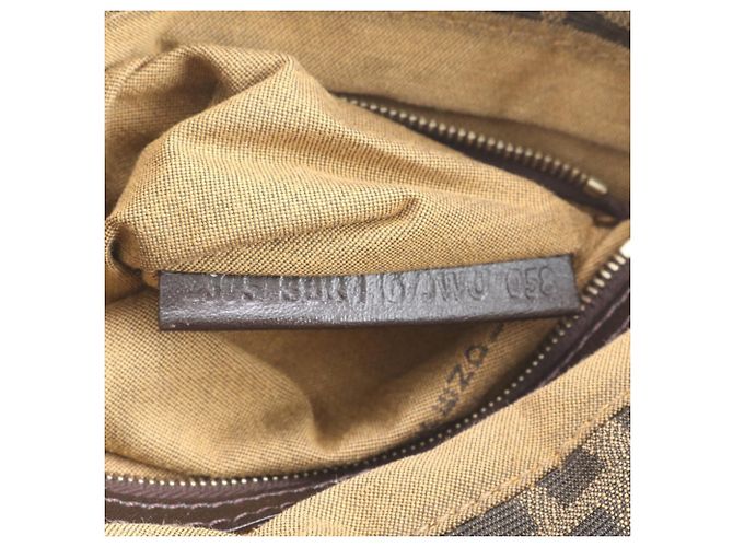 Borsa a tracolla Fendi Zucca in pelle e canvas Marrone - vista 9
