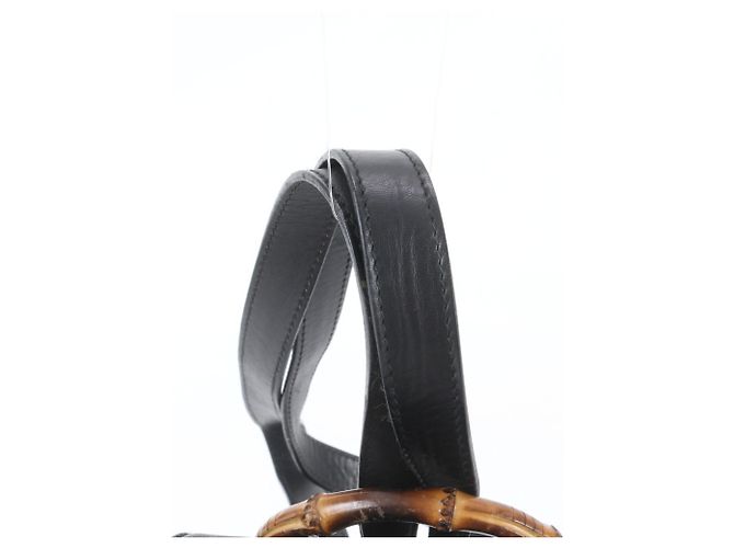 Zaino e Borsa a Tracolla Gucci Bamboo in Pelle Nera Nero - vista 3