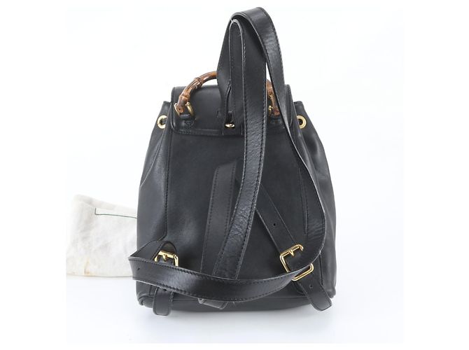 Zaino e Borsa a Tracolla Gucci Bamboo in Pelle Nera Nero - vista 4