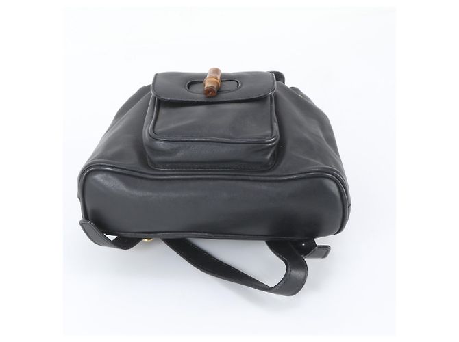 Zaino e Borsa a Tracolla Gucci Bamboo in Pelle Nera Nero - vista 7