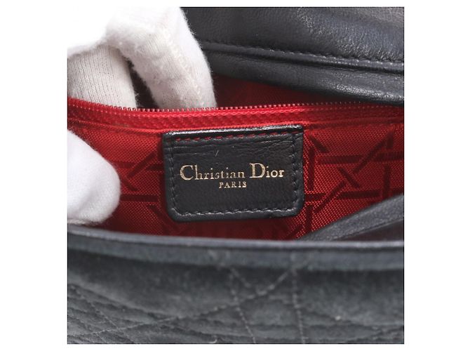 Borsa a tracolla Christian Dior in pelle Cannage Nero - vista 8