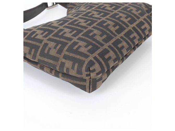 Borsa a tracolla Fendi Zucca in pelle e canvas Marrone - vista 4