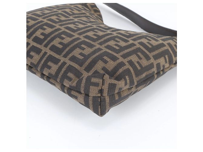 Borsa a tracolla Fendi Zucca in pelle e canvas Marrone - vista 5