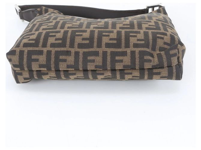 Borsa a tracolla Fendi Zucca in pelle e canvas Marrone - vista 6