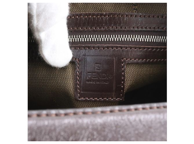 Borsa a tracolla Fendi Zucca in pelle e canvas Marrone - vista 8