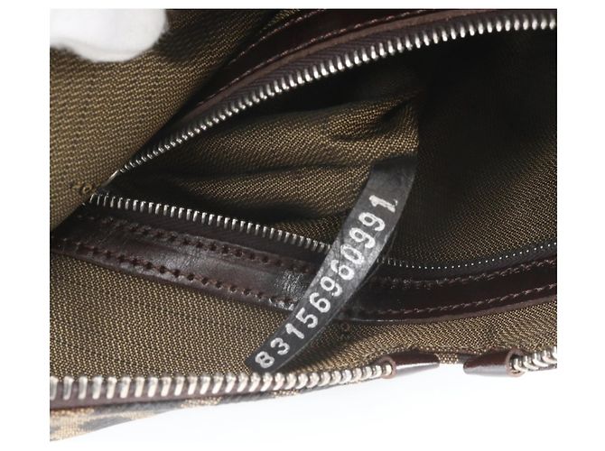 Borsa a tracolla Fendi Zucca in pelle e canvas Marrone - vista 9