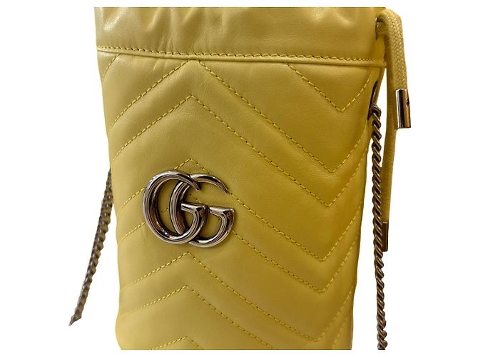 Gucci GG Marmont Chain Leather Mini Giallo - vista 2