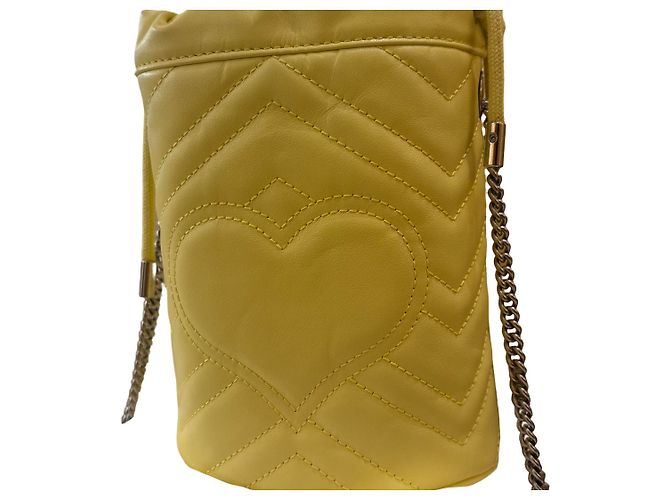 Gucci GG Marmont Chain Leather Mini Giallo - vista 6