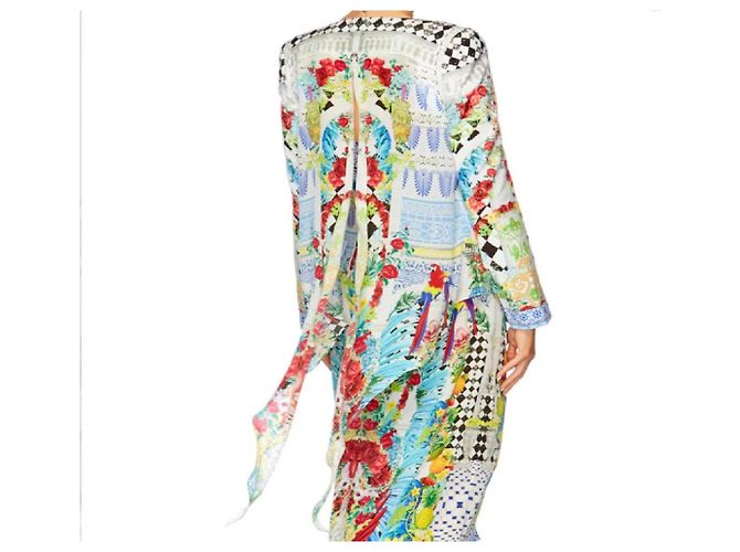 Camilla Masking Madness Printed Silk & Polyester Jacket Pink White Red Blue Multiple colors Green Yellow - view 2
