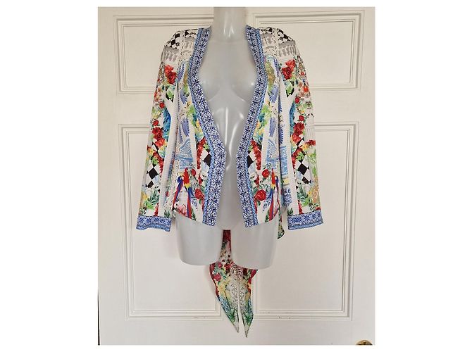 Camilla Masking Madness Printed Silk & Polyester Jacket Pink White Red Blue Multiple colors Green Yellow - view 3