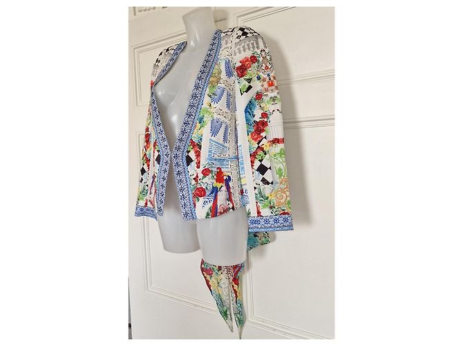 Camilla Masking Madness Printed Silk & Polyester Jacket Pink White Red Blue Multiple colors Green Yellow - view 4