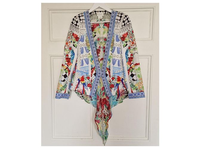 Camilla Masking Madness Printed Silk & Polyester Jacket Pink White Red Blue Multiple colors Green Yellow - view 5