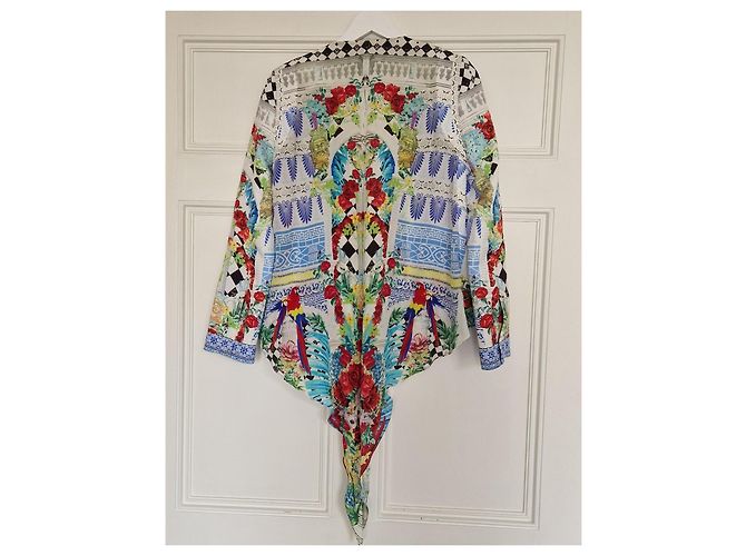 Camilla Masking Madness Printed Silk & Polyester Jacket Pink White Red Blue Multiple colors Green Yellow - view 7