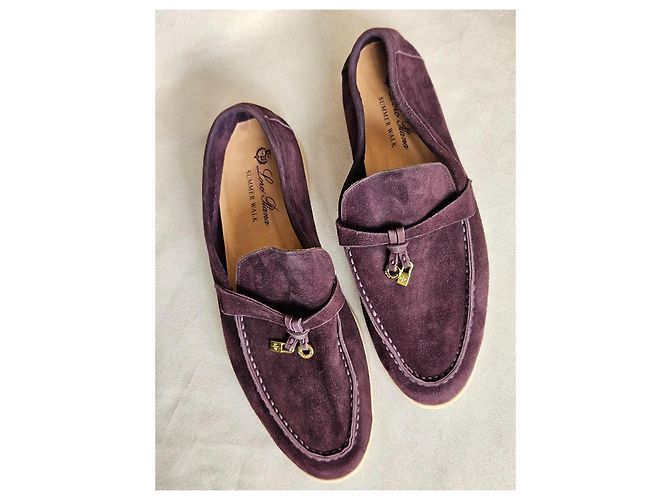 Loro Piana Summer Walk Mocassini Camoscio Viola Porpora - vista 11