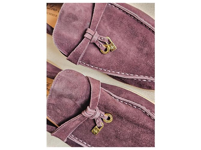 Loro Piana Summer Walk Mocassini Camoscio Viola Porpora - vista 12