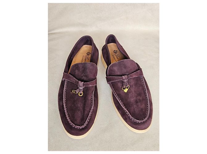 Loro Piana Summer Walk Mocassini Camoscio Viola Porpora - vista 13