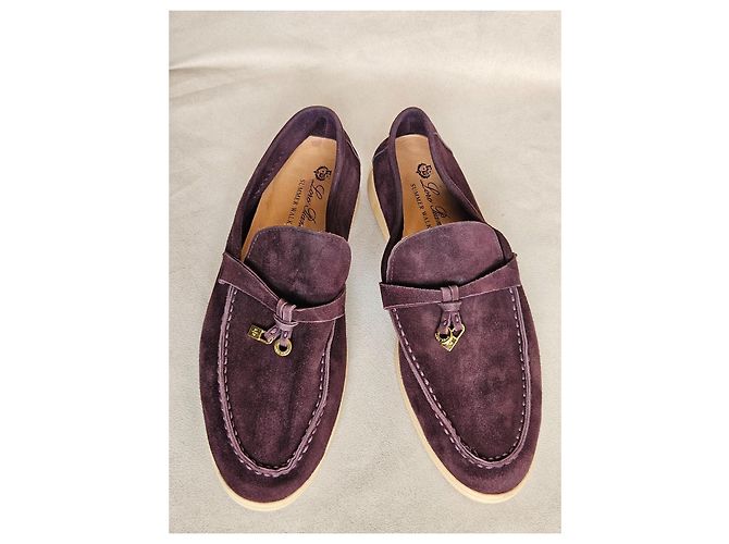 Loro Piana Summer Walk Mocassini Camoscio Viola Porpora - vista 14
