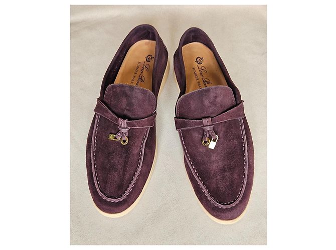 Loro Piana Summer Walk Mocassini Camoscio Viola Porpora - vista 2