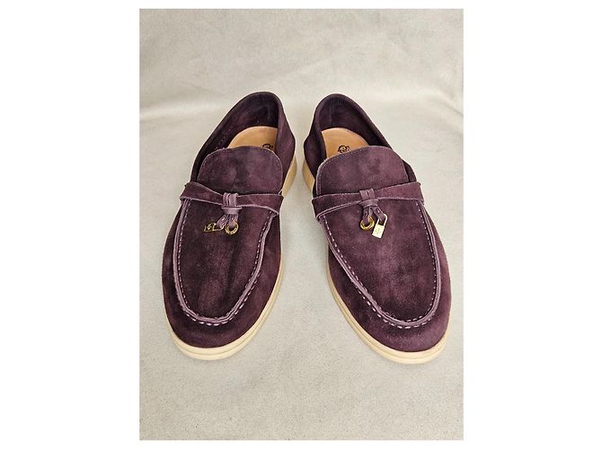 Loro Piana Summer Walk Mocassini Camoscio Viola Porpora - vista 3